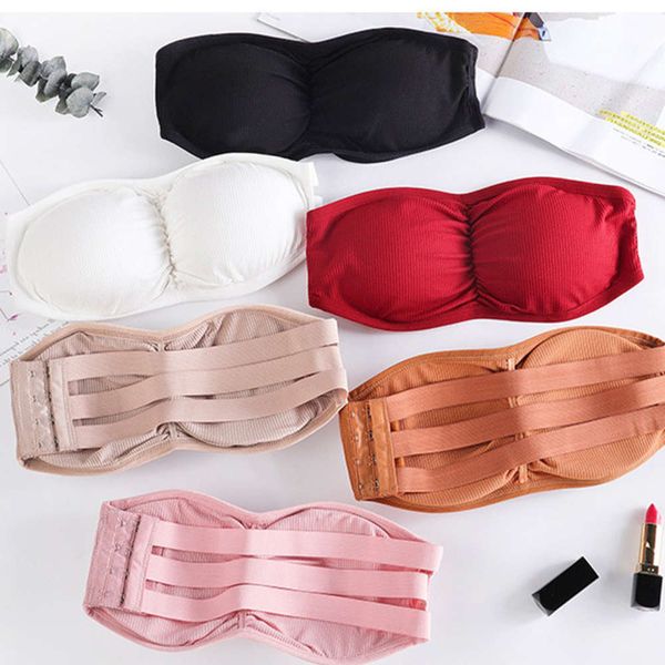 

lingerie girl thread strapless bra girl sports yoga seamless back underwear women wrap, Black;pink