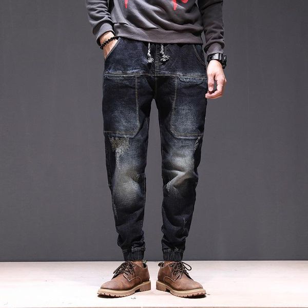 

arrivals men's straight denim pants retro trousers slim casual jeans, Blue