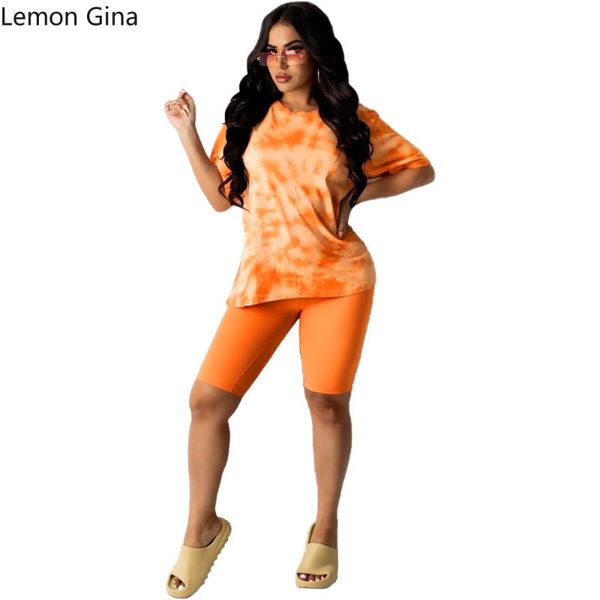 

women's tracksuits lemon gina tie-dye printed casual home two-piece set, Gray