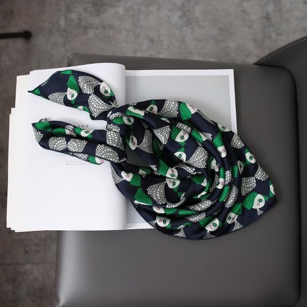 

scarves 2021summer silk square scarf lady hair band foulard satin female bag headband women bandana shawl and wraps large hijab, Blue;gray