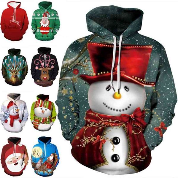 

autumn and winter plush pullover hooded sweater 3d digital printing men's casual sweater, Black
