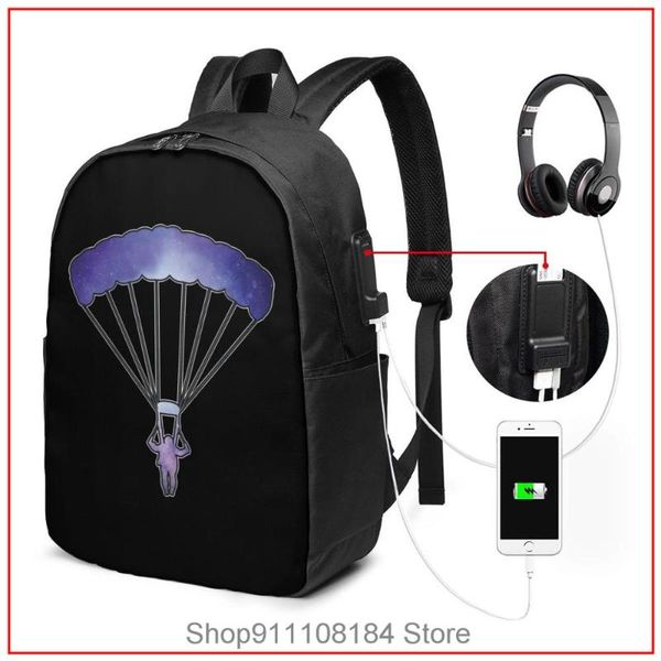 

backpack parachute galaxy stars parachuting skydiving extreme sports paragliders gift women men kids backpacks bags luxury school travel