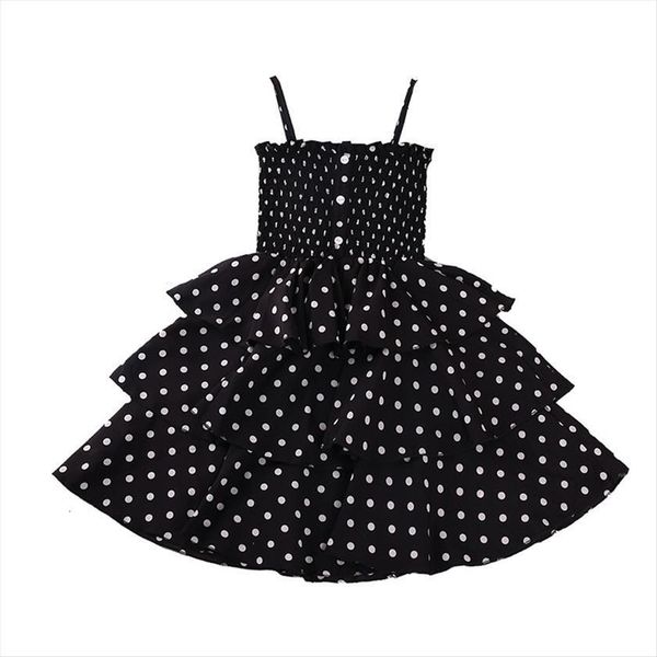

3 7years summer kid girl dress fashion casual sling polka dot princess, Red;yellow