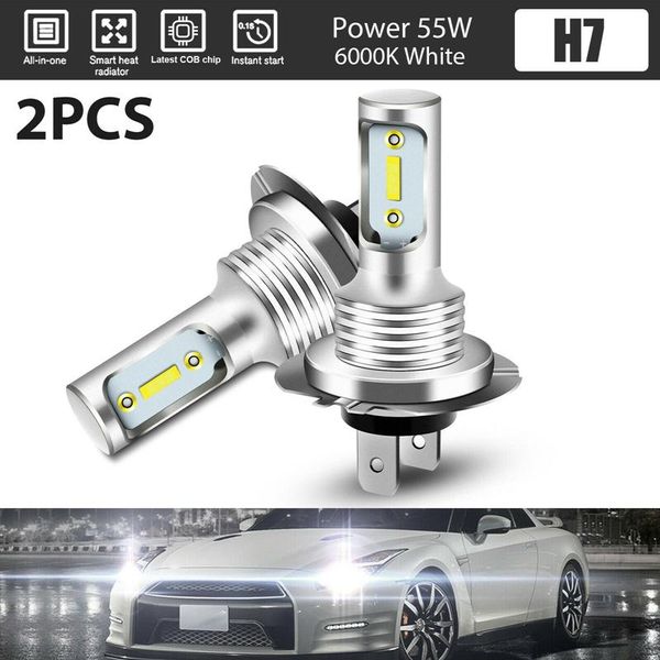 

-2x h7 led headlight 6000k super white 110w 8000lm kit fog light bulbs high low beam car headlights