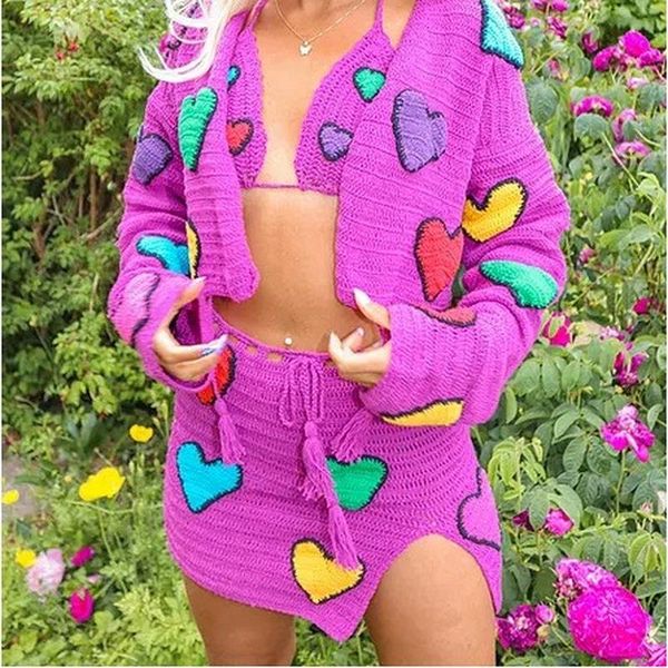 

women's tracksuits lugentolo hollow out knitted two piece set women summer fashion and skirts 2piece for, Gray