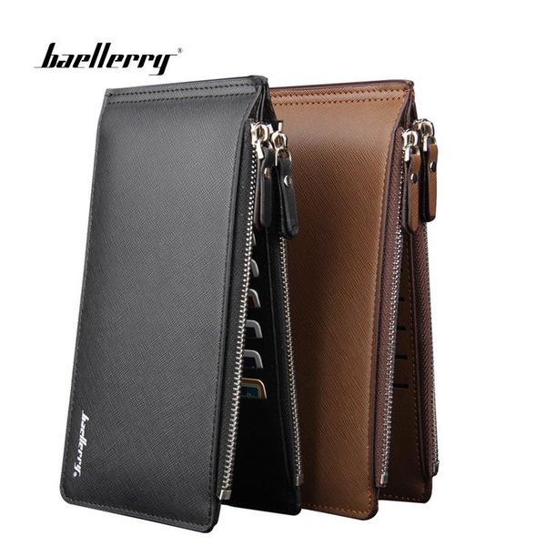 

wallets baellerry phone pocket luxury man men's business style leather card holder billfold purse long wallet, Red;black