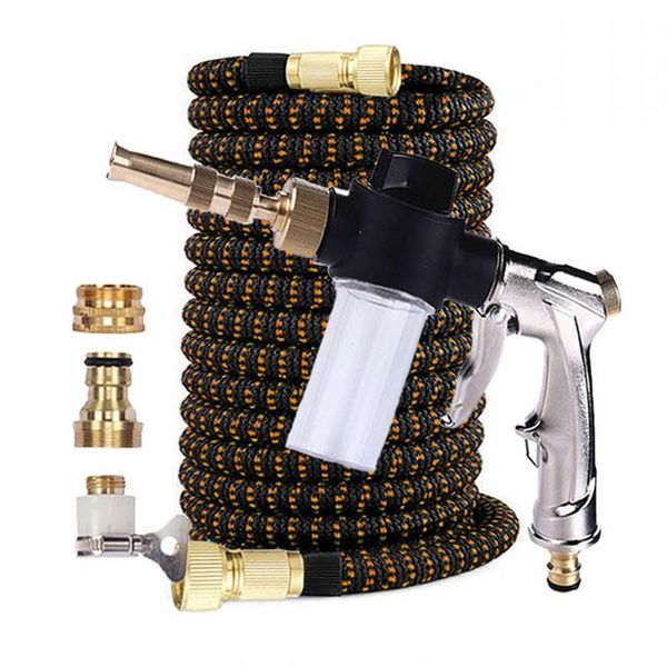 

watering equipments flexible magic expandable home garden water hose high pressure car wash plastic pipe with foam spray gun for irrigation
