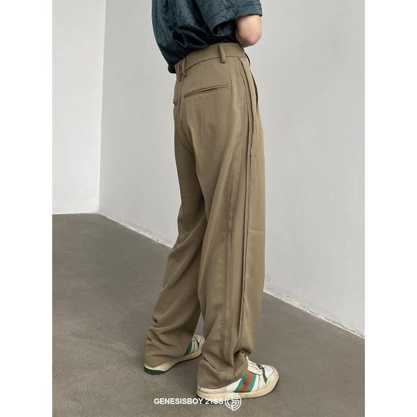 

men's suits & blazers niche design trousers texture summer reverse cut ice silk personality drape all-match casual pants men, White;black