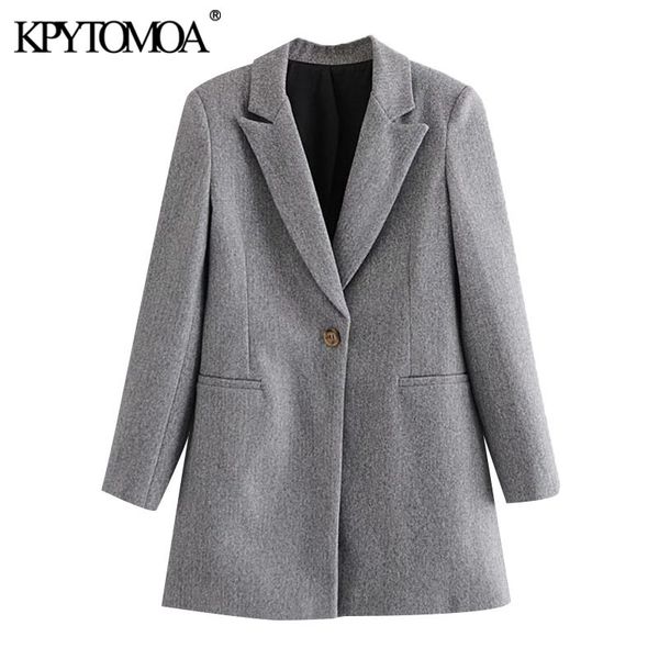 

women fashion office wear single button woolen coat vintage long sleeve pockets female outerwear chic overcoat 210416, Black