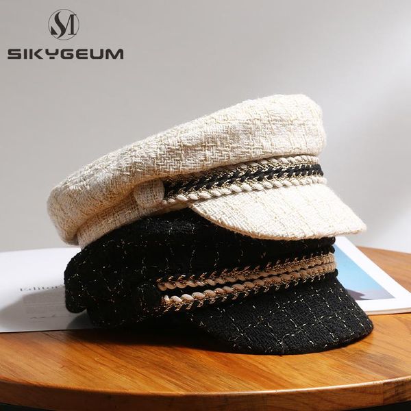

berets sikygeum for women's spring autumn sunhat beret female navy hat fashion casual octagonal retro hats peaked cap, Blue;gray