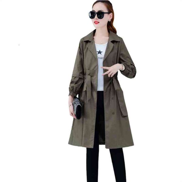 

women's trench coats spring thin windbreaker women clothes autumn korean slim long sleeve big pocket mid-length coat ladies outerw, Tan;black