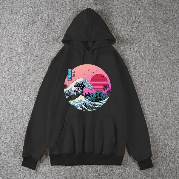 

2021 riman hoodie sunrise wave sweatshirt clothes, Black