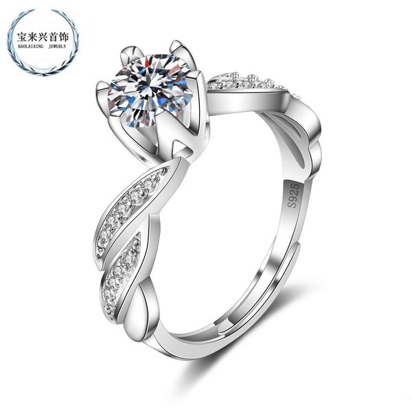

ring red high carbon diamond mosangshi six claw arm inlaid with 925 silver plated
