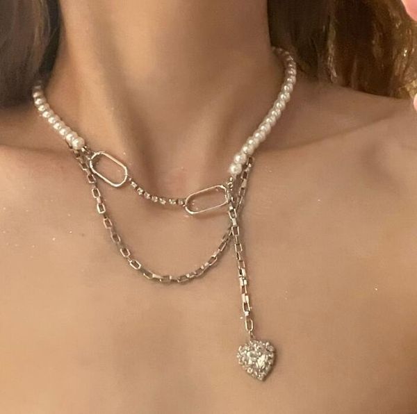 

pendant necklaces stacked design sense nichewomen necklace ins hip-hop clavicle chain 2021 trendy accessories, Silver