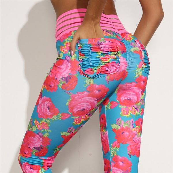 

yoga outfit women printing pants flower pattern high waist tight leggings gym fitness sport tights workout running
