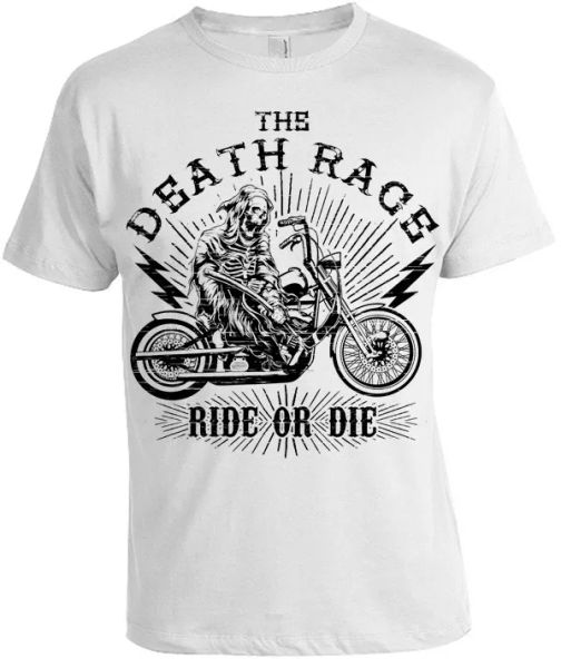 

The Mort Course T-Shirt Hommes Femmes NoÃ«l Cadeau Motard Squelette Ride Die, White;black