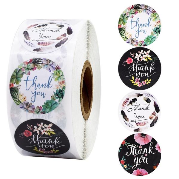 

gift wrap 500pcs/set floral thank you stickers roll sticker round baking decoration for birthdays weddings baby showers