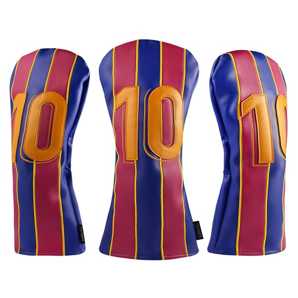 

pu leather number 10 design golf club headcover black white driver covers