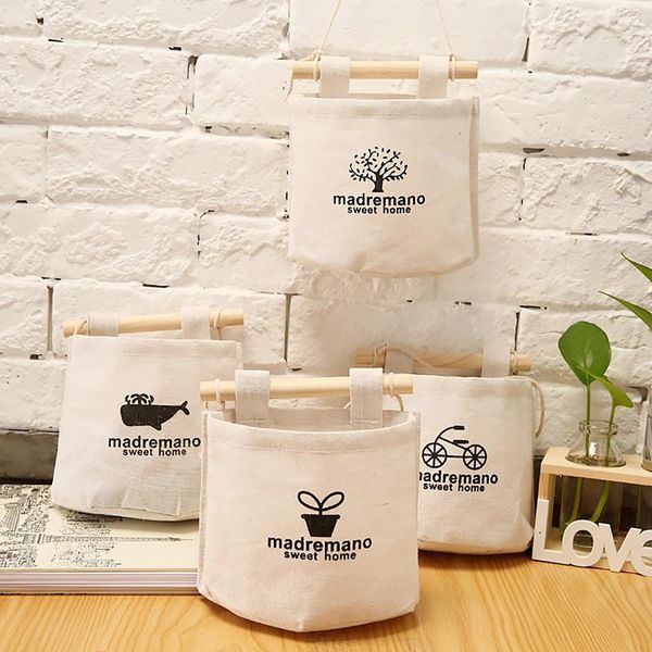 

door hanging storage bag cute whale linen pocket for storing household items bags