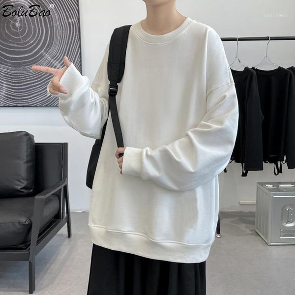 

men's hoodies & sweatshirts bolubao oversized solid 8 colors pullover for men 2021 mens streetwear harajuku long sleeve clothes, Black