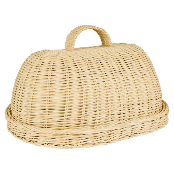 

storage baskets 1 set of kitchen cover rattan basket protective (khaki)