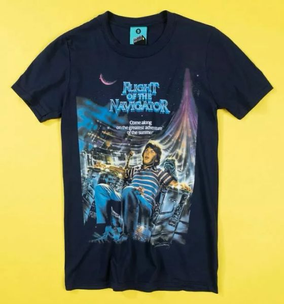 

flight of the navigator movie poster navy t-shirt, White;black