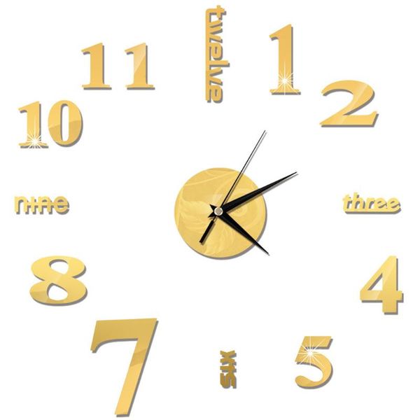 

wall clocks diy creative 3d clock acrylic decorative kitchen mirror digital living room dining home decor wallclock