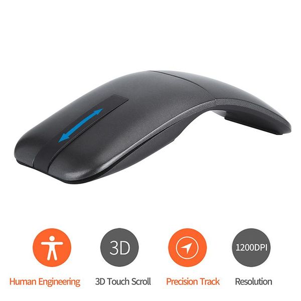 

mice wireless mouse with usb mini folding 2.4ghz arc optical touch receiver suitable for pc lapnotebook