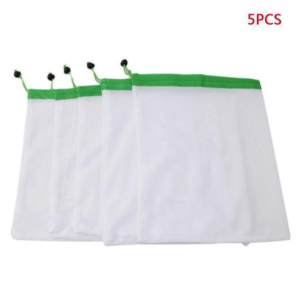 

hanging baskets 5 pack reusable produce bags black rope mesh vegetable fruit toys storage pouch high quality