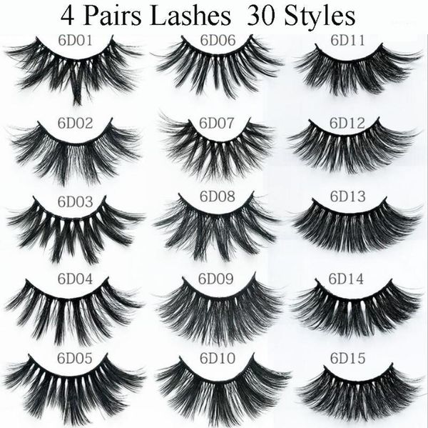 

types 4 pairs 6d faux mink hair false eyelashes natural curly extension lashes 3d long wispies fluffy eyelash1