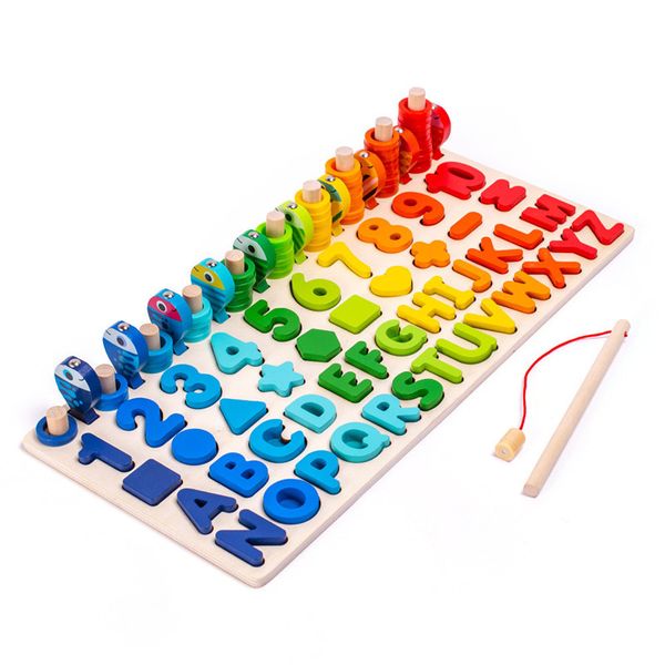 DHL-freies Lernspielzeug für Kleinkinder, hölzerne Zahlenblöcke, Mathematik, Zählen, Formsortierer, Magne-Puzzle, Regenbogen-Brett, Puzzle-Spielzeug YT199502