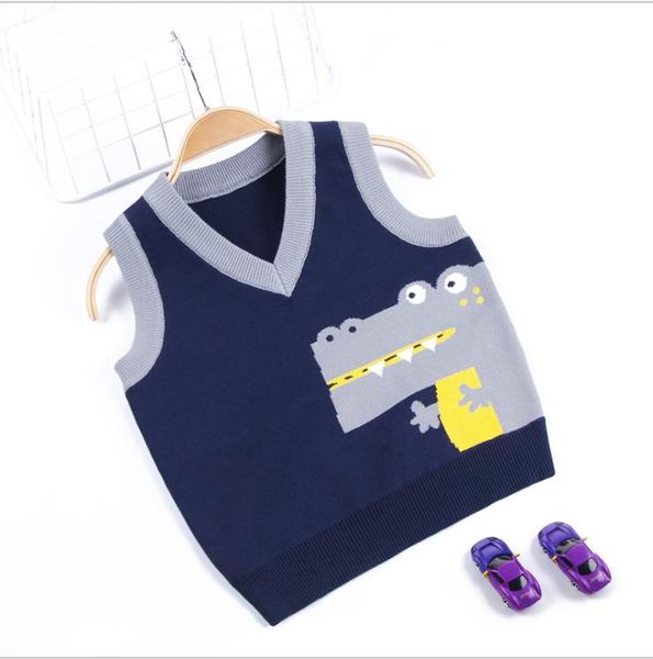 Gilet per bambini pullover lavorato a maglia per bambini Gilet in coccodrillo di cotone all'uncinetto per bambini Maglioni senza maniche di alta qualità per bambini 2-7 anni