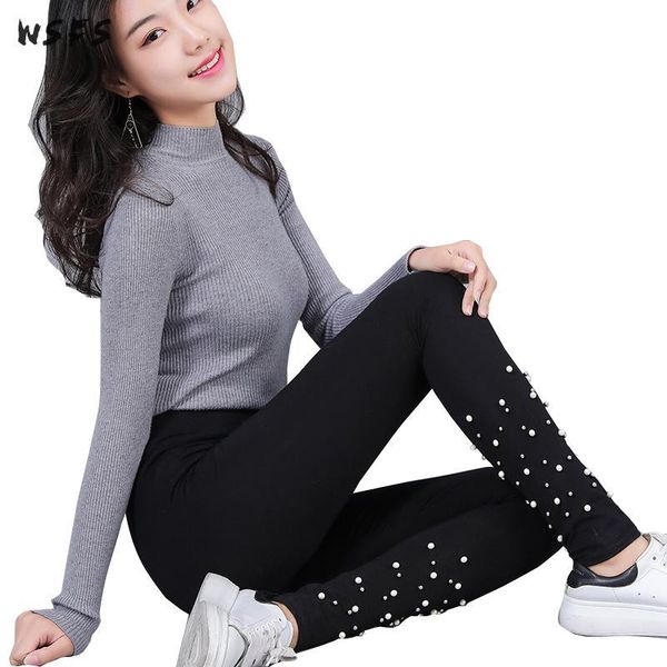 

women's leggings spring black legging womens pants female cotton trousers 2021 thin high elastic pencil skinny pant woman pearl workout