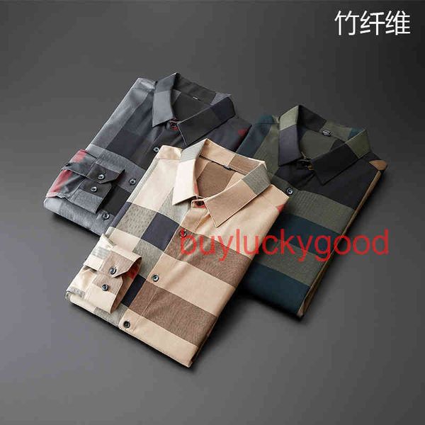 

good brand hoodies no iron anti wrinkle 2022 spring and autumn khaki plaid middle-aged men's shirt high-end bamboo fiber fabric, Black