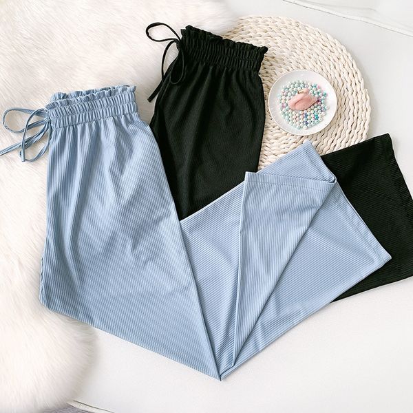 

women's pants & capris summer casual stretch high waist pure color ankle length stright female trousers outwear etwn, Black;white