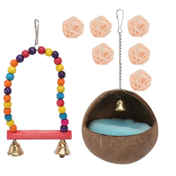

bird cages 1 set parrot nibbling plaything interesting swing hanging pet nest