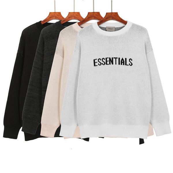 

feel of god essentials fog sweater chest letter double thread high street loose men's t-shirt thick factory outlet, Black