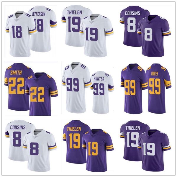 

mens women football youth 18 justin jefferson 33 dalvin cook 99 danielle hunter 8 kirk cousins 22 harrison smith stitched jerseys, Black;red