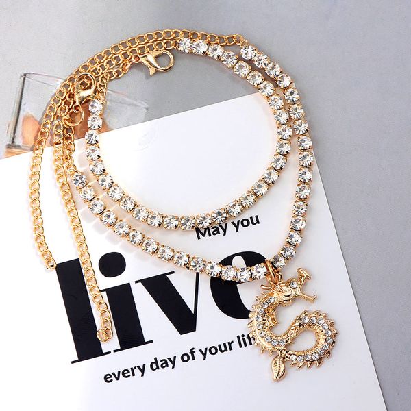 

caraquet punk vintage rhinestone dragon anklet for women shining crystal tennis chain anklets fashion summer beach foot jewelry, Red;blue