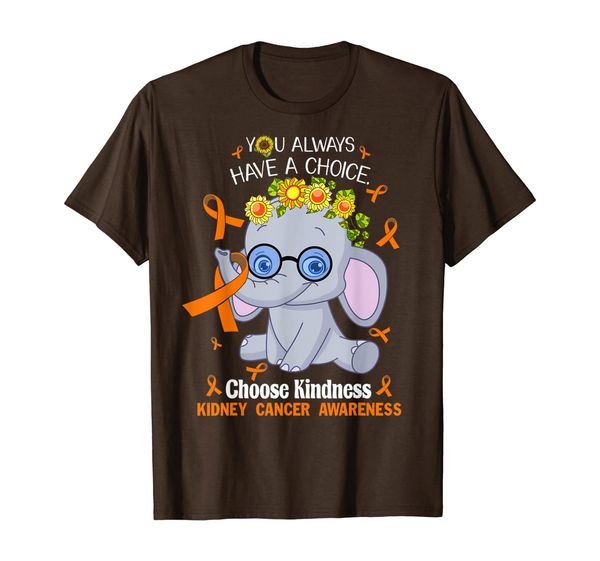 

choose kind elephant kidney cancer awareness t-shirt, White;black