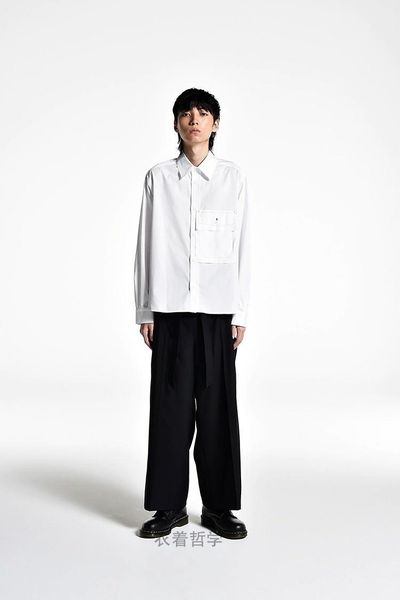 

men's casual shirts design original loose long sleeve pressing line simple shirt custom style plus-size, White;black