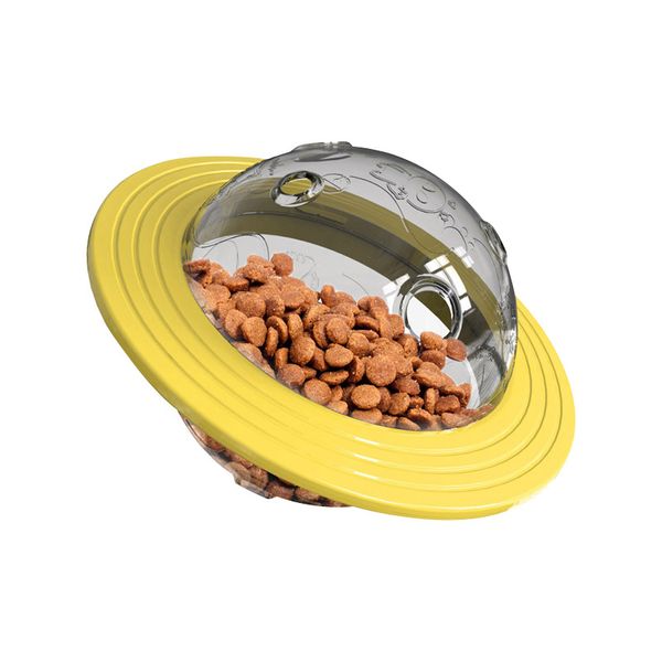 Dog Planet Giocattolo interattivo Puzzle IQ Treat Ball Dispensazione di cibo Giocattoli da masticare per cani di taglia medio-grande Giallo H02243D