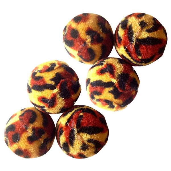 

cat toys plush pompom 6pcs mini leopard print toy balls kitten chewing interactive chasing ball pet supplie