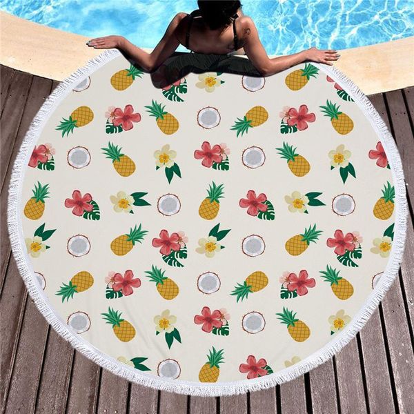 

towel soft fruit bath shower cloth fast drying round pineapple beach swimwear microfiber fabric spa wash blanket
