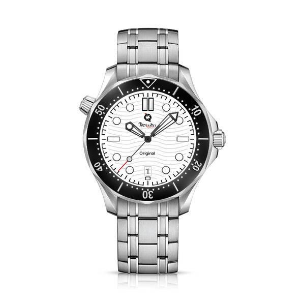 

men's automatic mechanical watch luxury requin sea brand silver stainless steel case sapphire white three-hand calendar 210.32.42.20.04, Slivery;brown