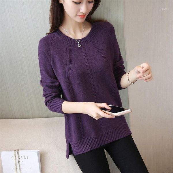 

women's sweaters 2021 korean version of autumn winter fashion casual sweater round neck loose all-match short knit sleeve long, White;black