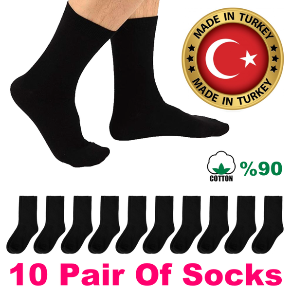 

men's socks 10 pair seta cotton of plain black breathable summer winter season made in turkey europe size (40-44)