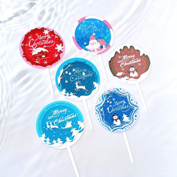 

other festive & party supplies merry christmas deer snowman cake er insert card baking decoration happy birthday cards arrival 2021