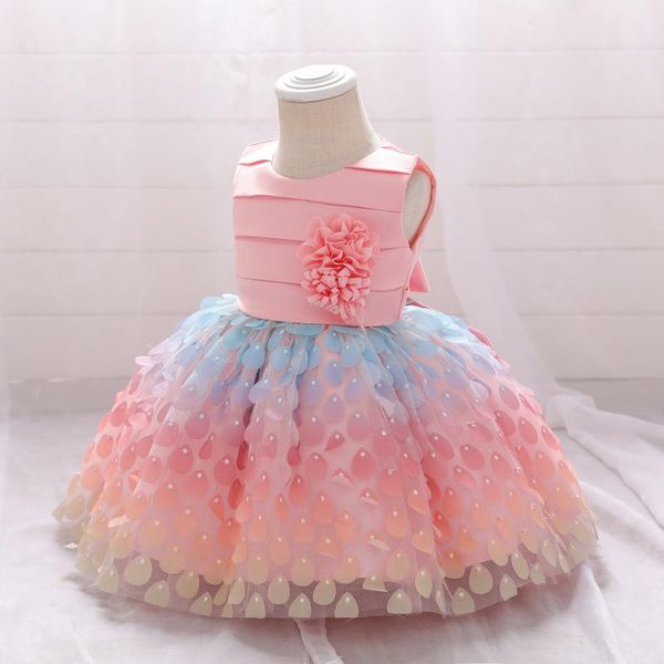 

girl's dresses infants lace 1 year birthday princess costume party wedding for baby girls color fish scales christening clothes, Red;yellow