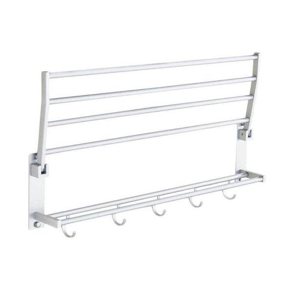 

towel racks double-layer double rack punching foldable toilet decor convenient bar commodity shelf kitchen home